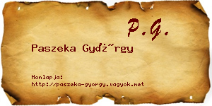 Paszeka György névjegykártya